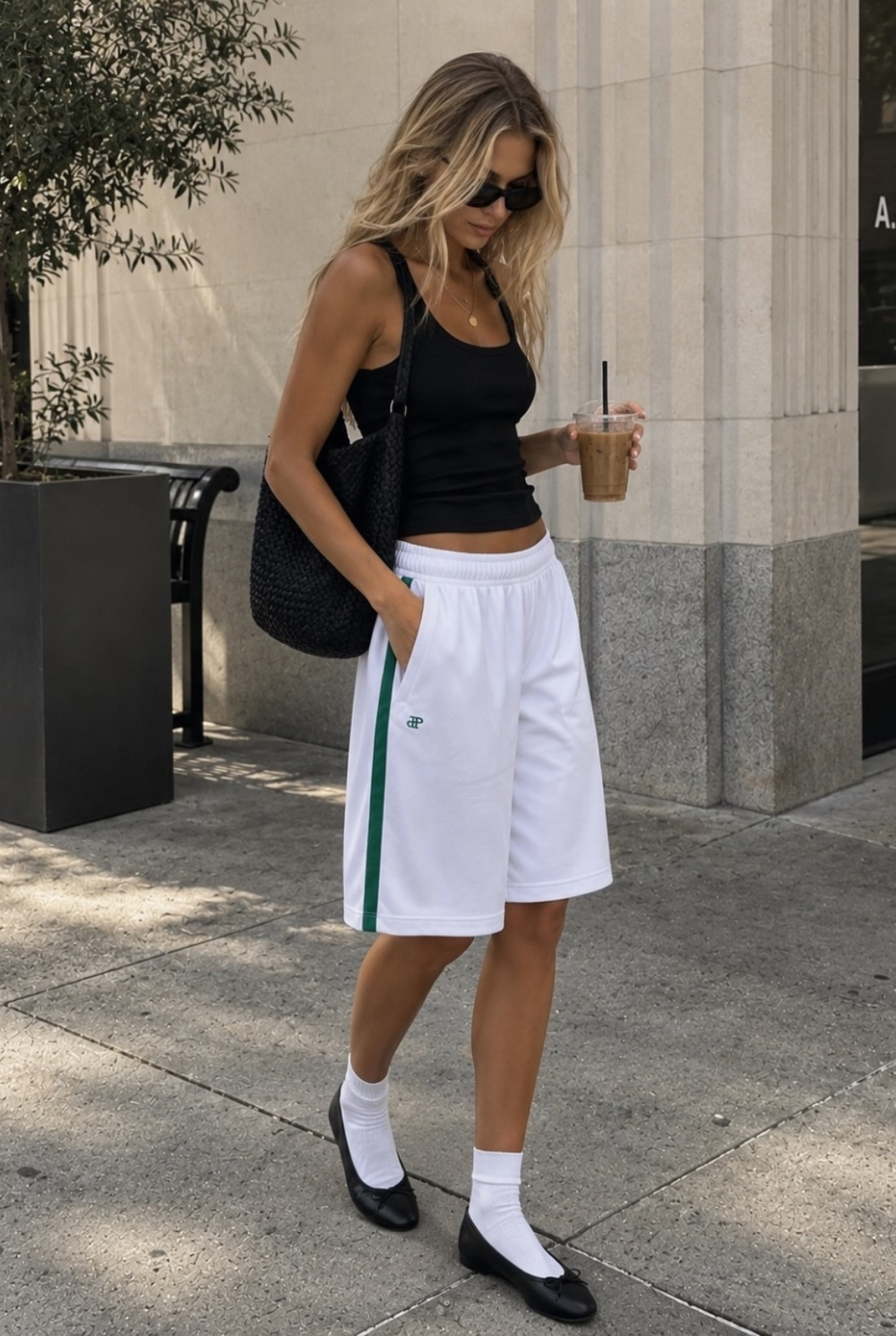 HYPEACH Cropped Track Pants White Green - Eco-Certified