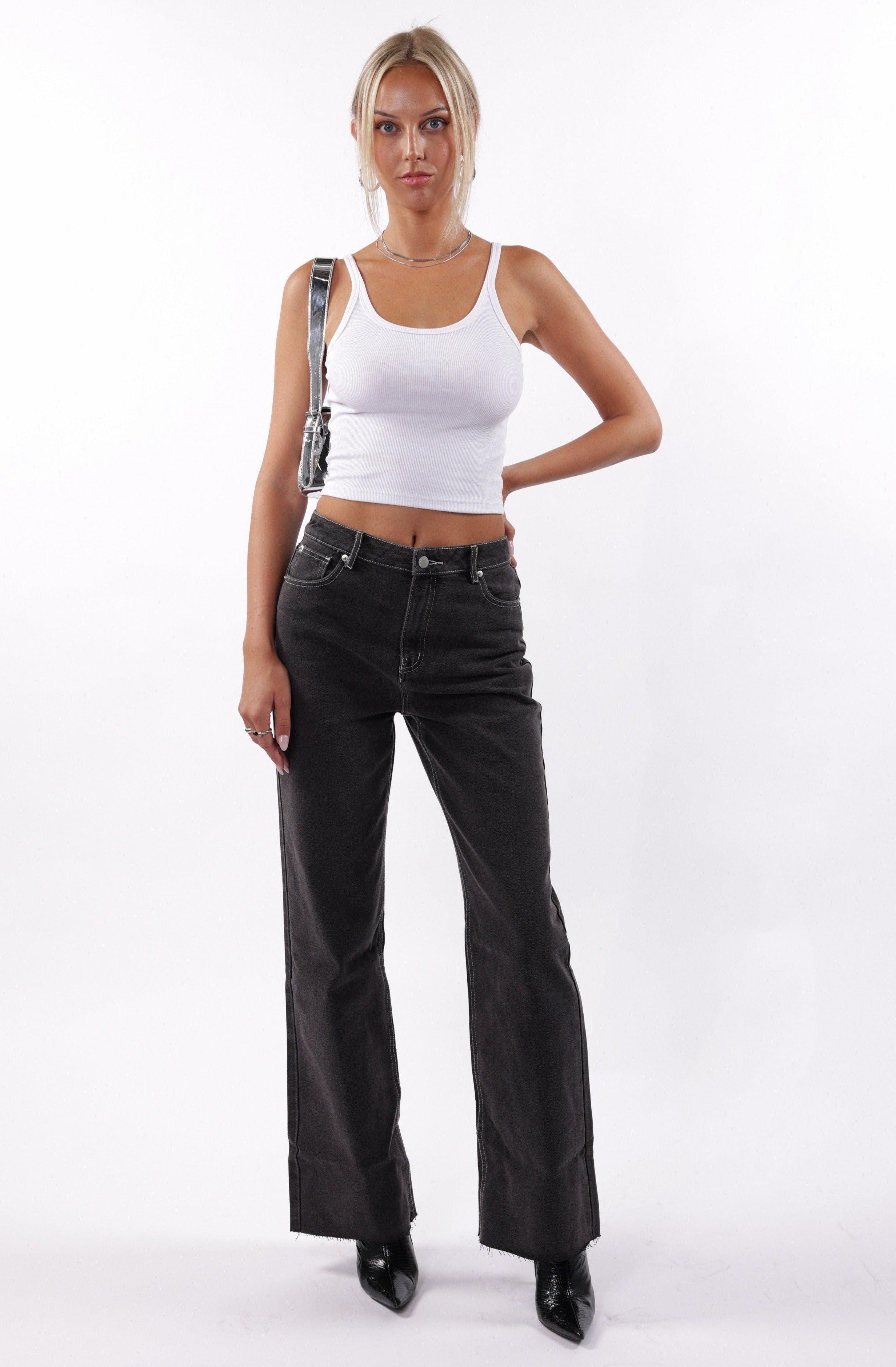 Wild at Heart Charcoal Wide Leg Jeans