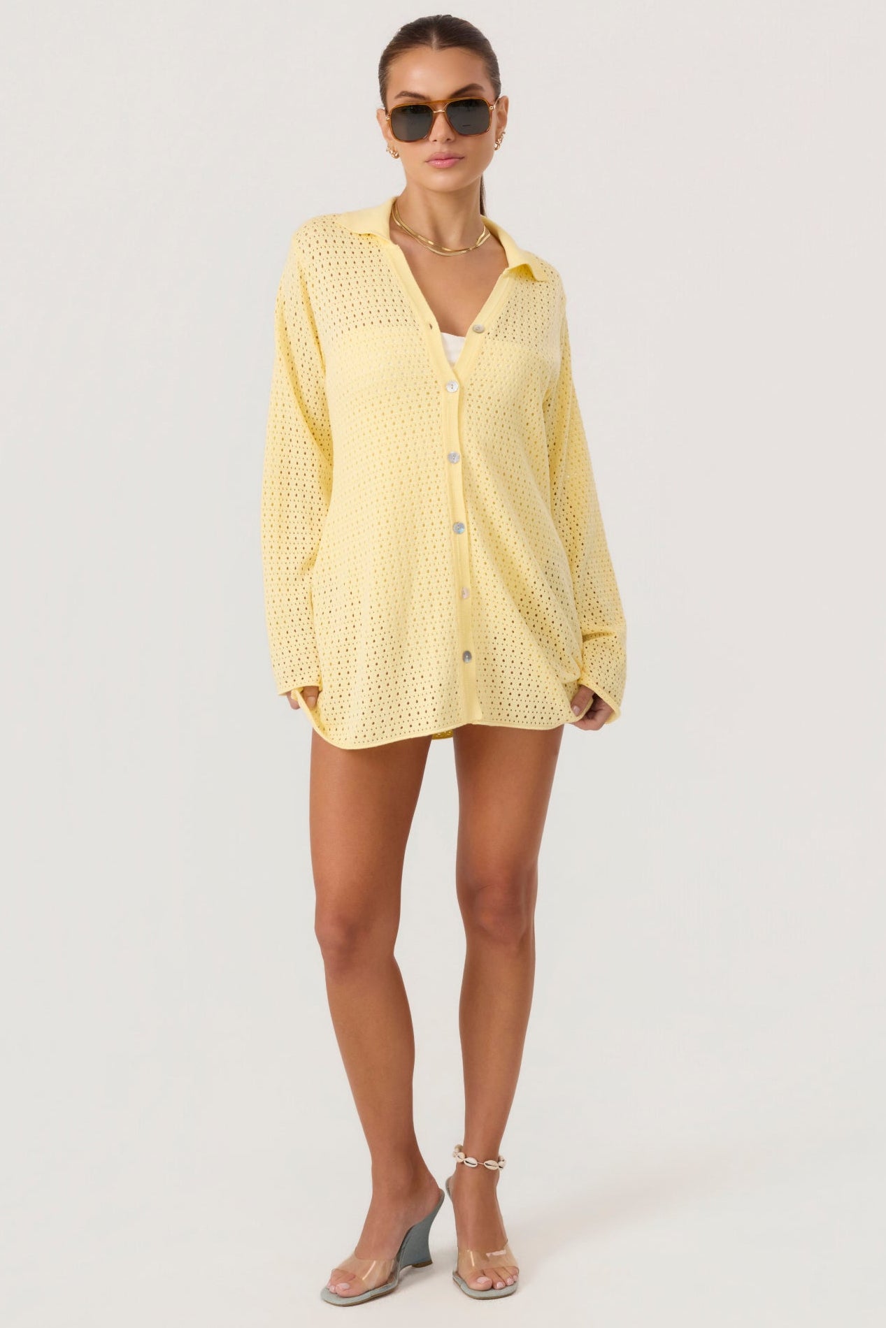 Monaco Long Sleeve Coverup Butter Yellow - Eco-Certified