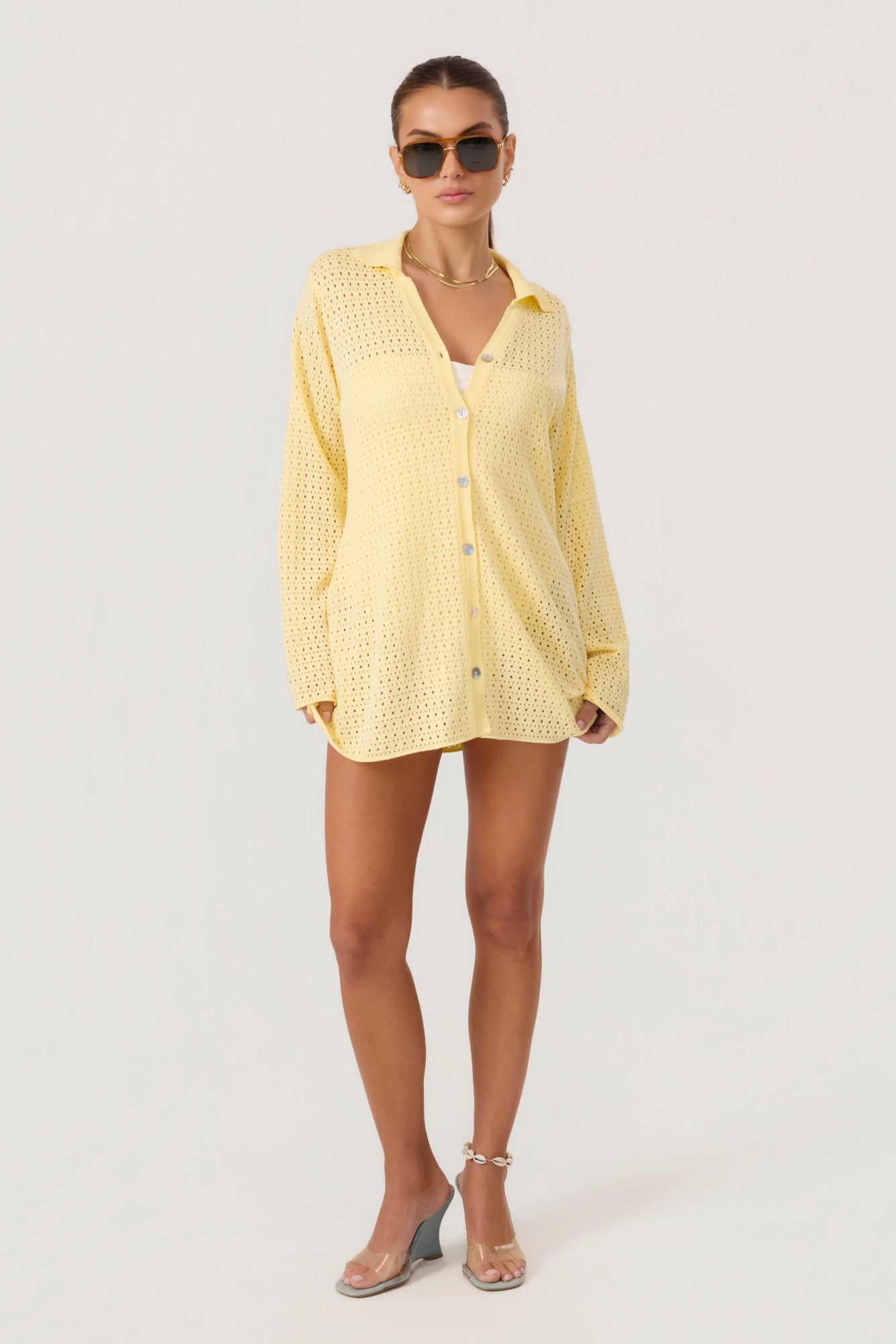 Monaco Long Sleeve Knit Mini Dress Butter Yellow - Eco-Certified
