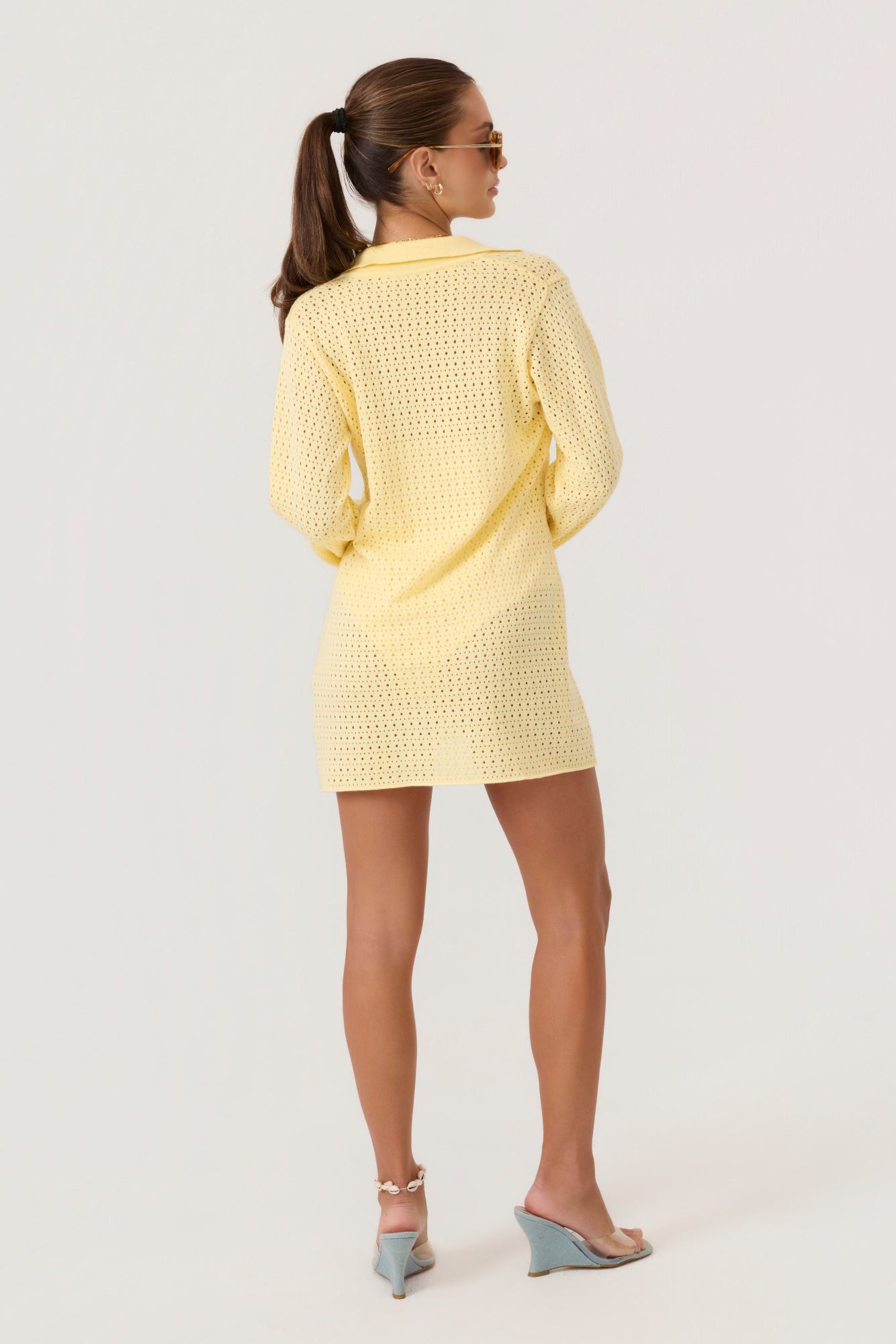Monaco Long Sleeve Knit Mini Dress Butter Yellow - Eco-Certified