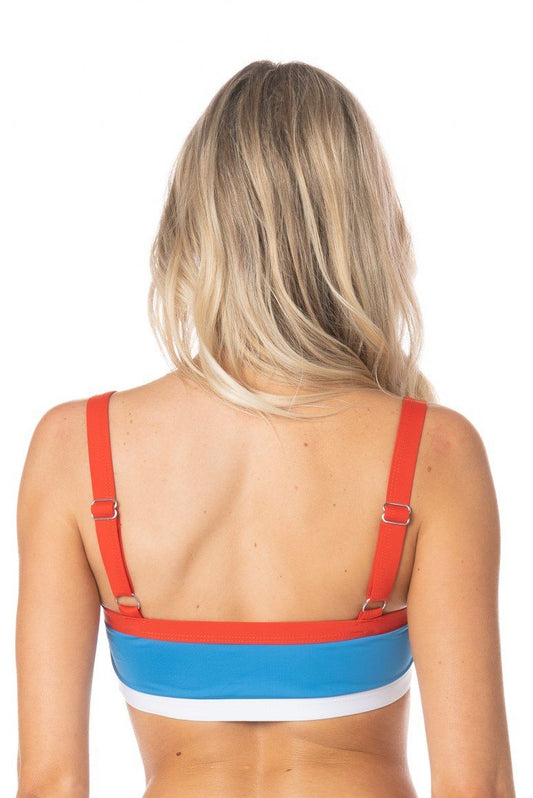 All American Blue Red Color Block Bikini Top Swimwear HYPEACH BOUTIQUE 