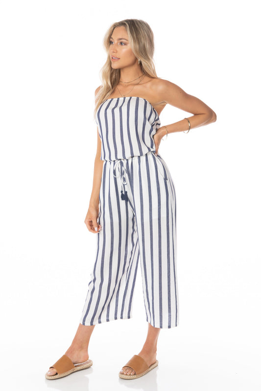 Athena Strapless White Blue Jumpsuit Rompers & Jumpers HYPEACH BOUTIQUE 