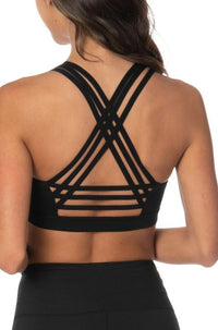 Black Sports Bra Criss Cross Back - Hypeach Active Tops HYPEACH 