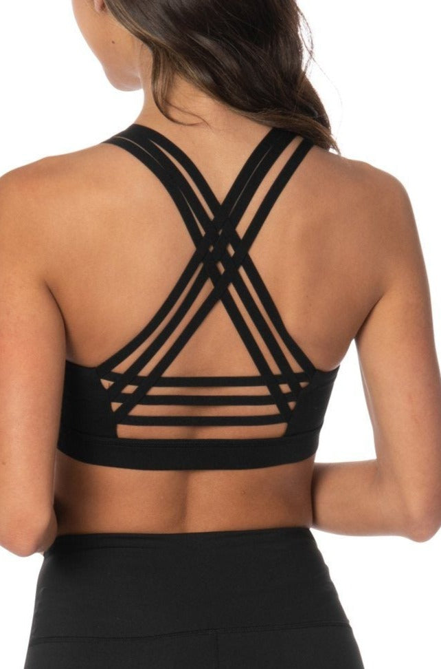 Black Sports Bra Criss Cross Back - Hypeach Active Tops HYPEACH 