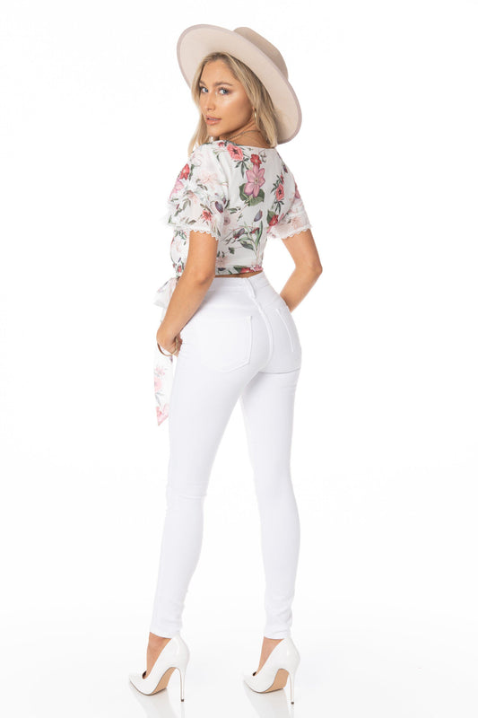Dream of Spring White Floral Blouse Tops HYPEACH BOUTIQUE 