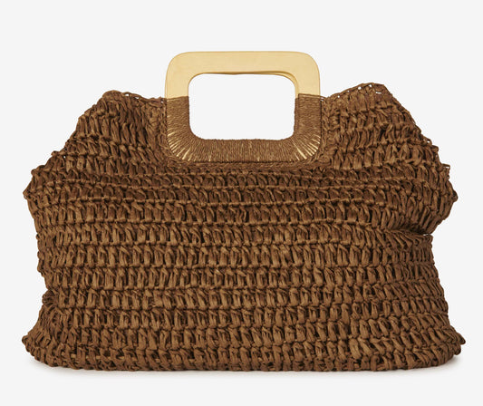 Eco-Friendly Straw Wooden Handle Tote Brown Accessories HYPEACH 