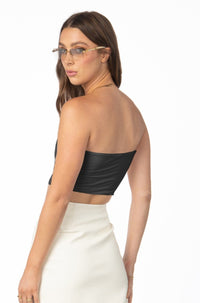 Essential Cropped Black Tube Top Tops HYPEACH 