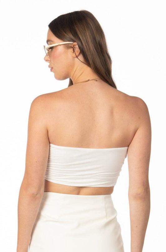 Essential Cropped White Tube Top Tops HYPEACH 