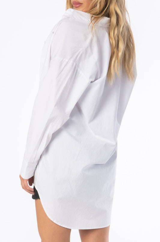 Essential Oversized Shirt Dress White Dresses HYPEACH BOUTIQUE 