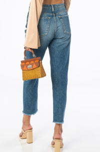 Flying Monkey Denim Super High Rise Medium Wash Slightly Relaxed Fit Cropped Jeans Denim HYPEACH BOUTIQUE 