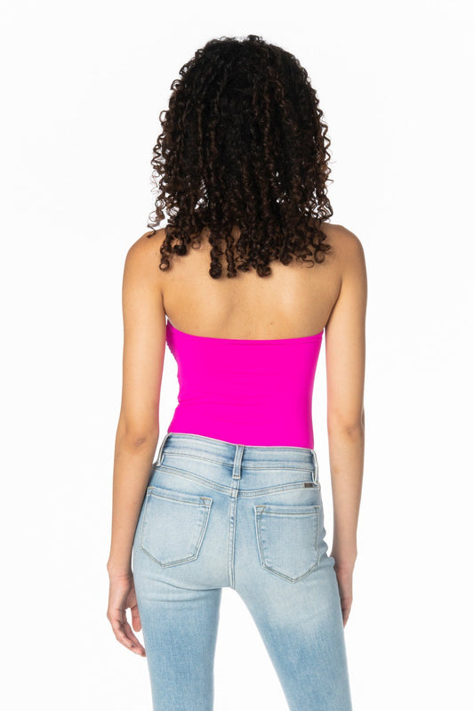 Front Tie Cheeky Coverage Fuchsia One Piece Swimsuit Tops HYPEACH BOUTIQUE 