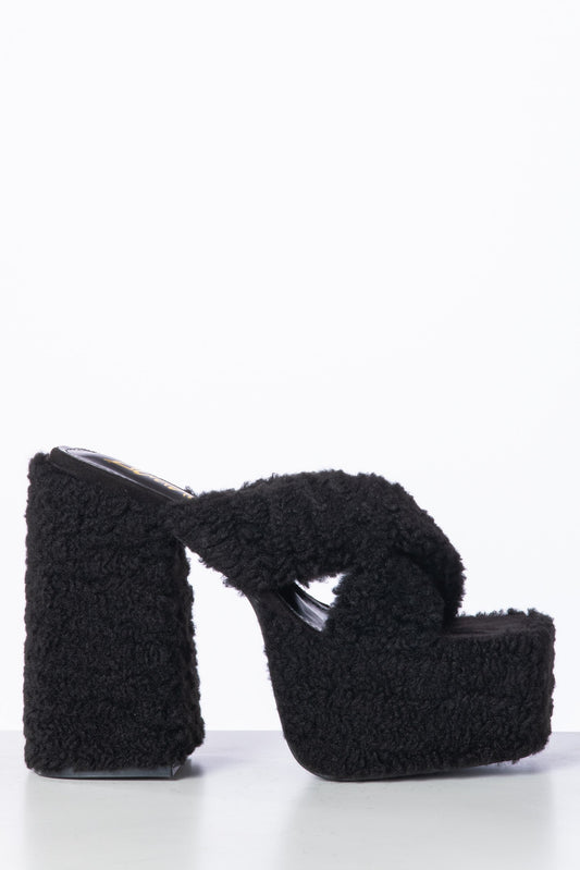 Fur Platforms Black Shoes HYPEACH BOUTIQUE 