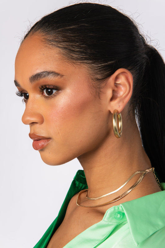 Gold Matte Hoop Earrings Accessories HYPEACH BOUTIQUE 