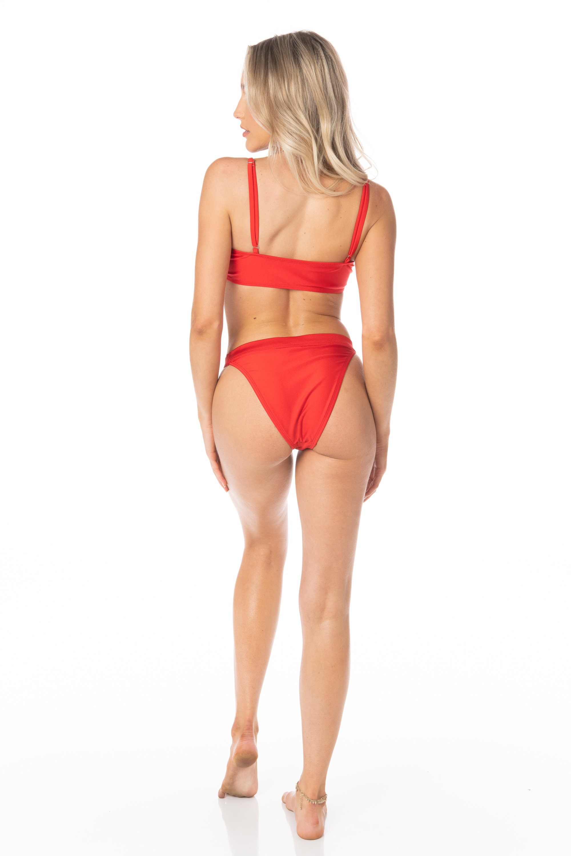 High Waist Cheeky Coverage Red Bikini Bottoms Swimwear HYPEACH BOUTIQUE 