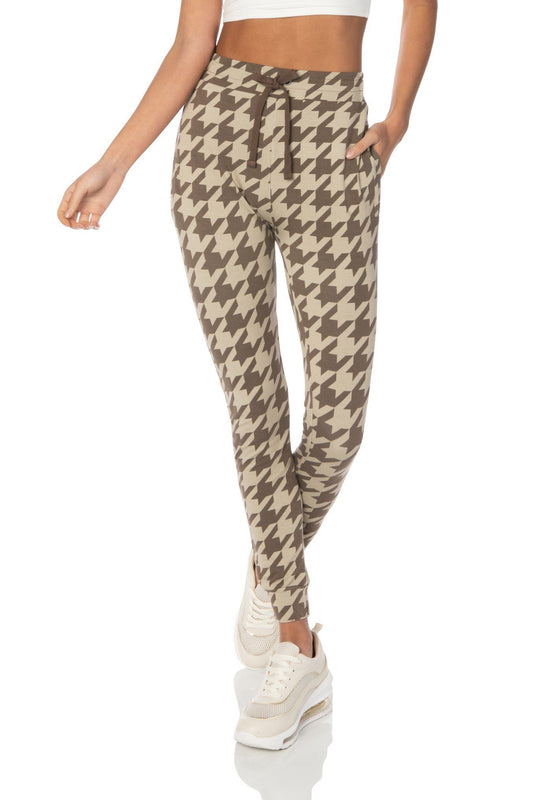 Houndstooth Brown Skinny Fit Joggers - Hypeach Lounge Bottoms HYPEACH 