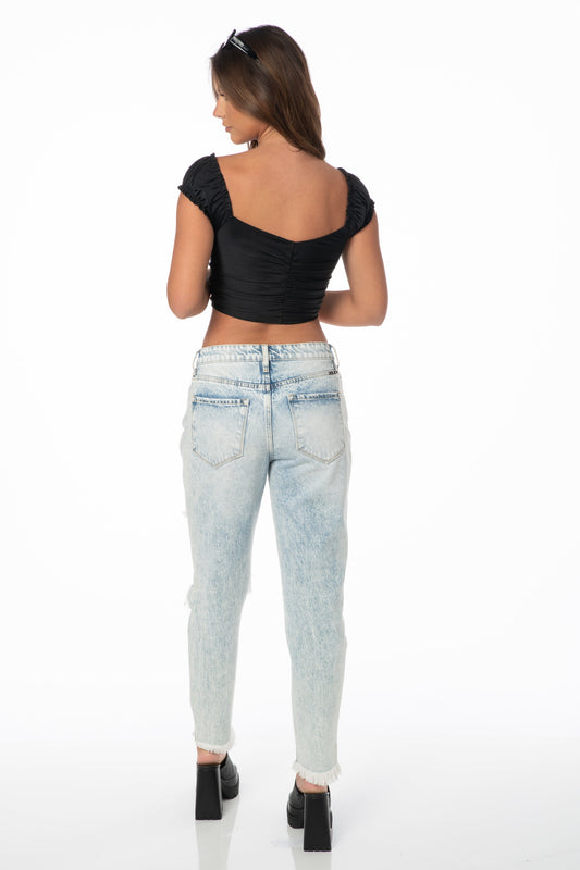 Kancan Acid Wash Distressed Relaxed Fit Jeans Denim HYPEACH BOUTIQUE 