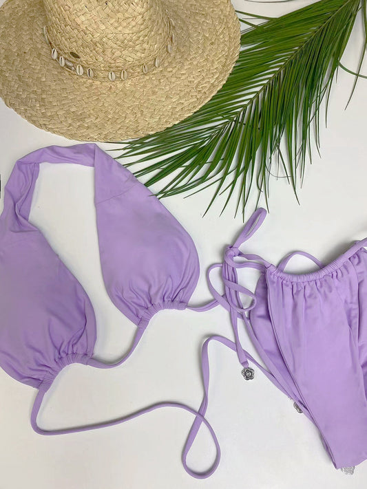 Laguna Side Tie Bikini Bottom Lavender Swimwear HYPEACH BOUTIQUE 