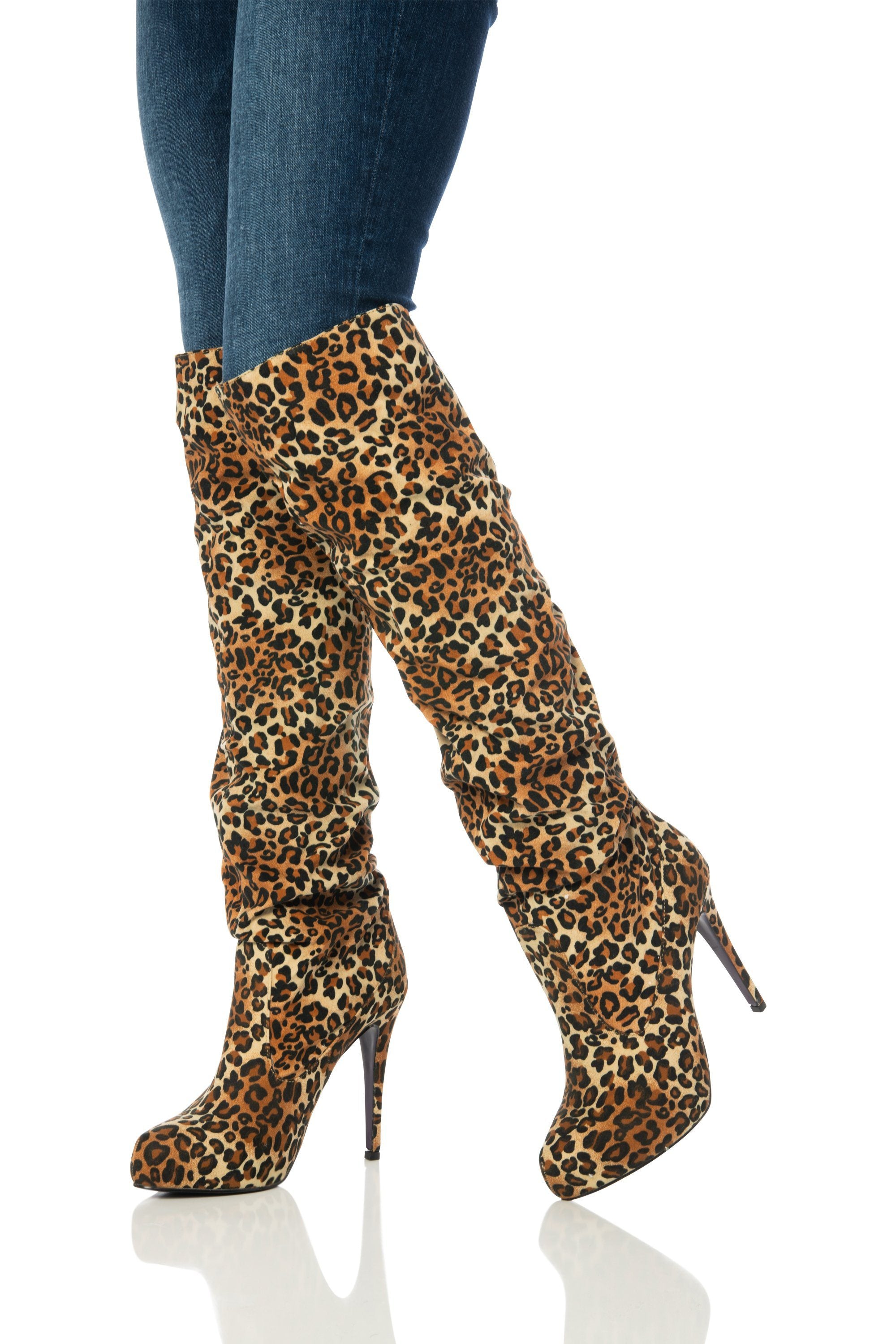 Leopard knee clearance high boots