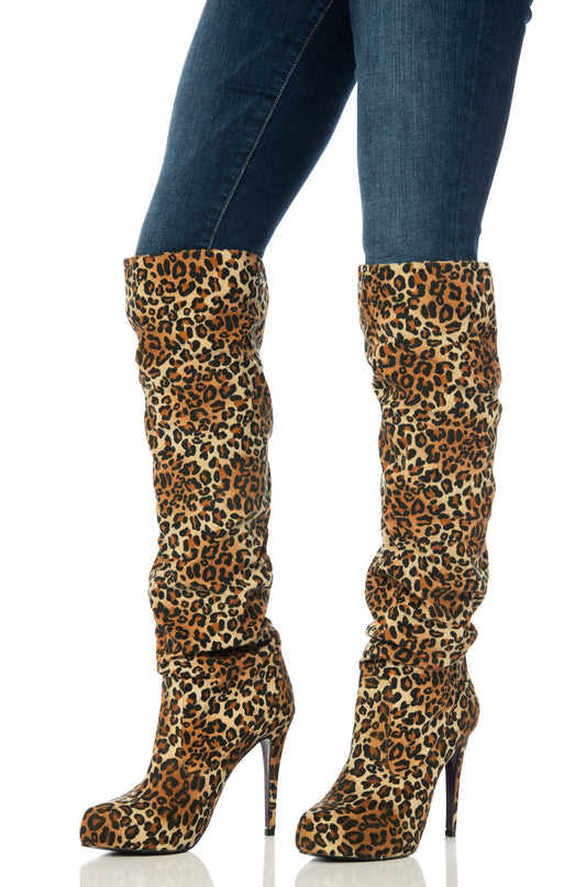 Leopard Knee-High Boots Shoes HYPEACH 