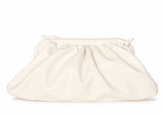 Melie Bianco White Vegan Leather Gathered Pouch Accessories HYPEACH 
