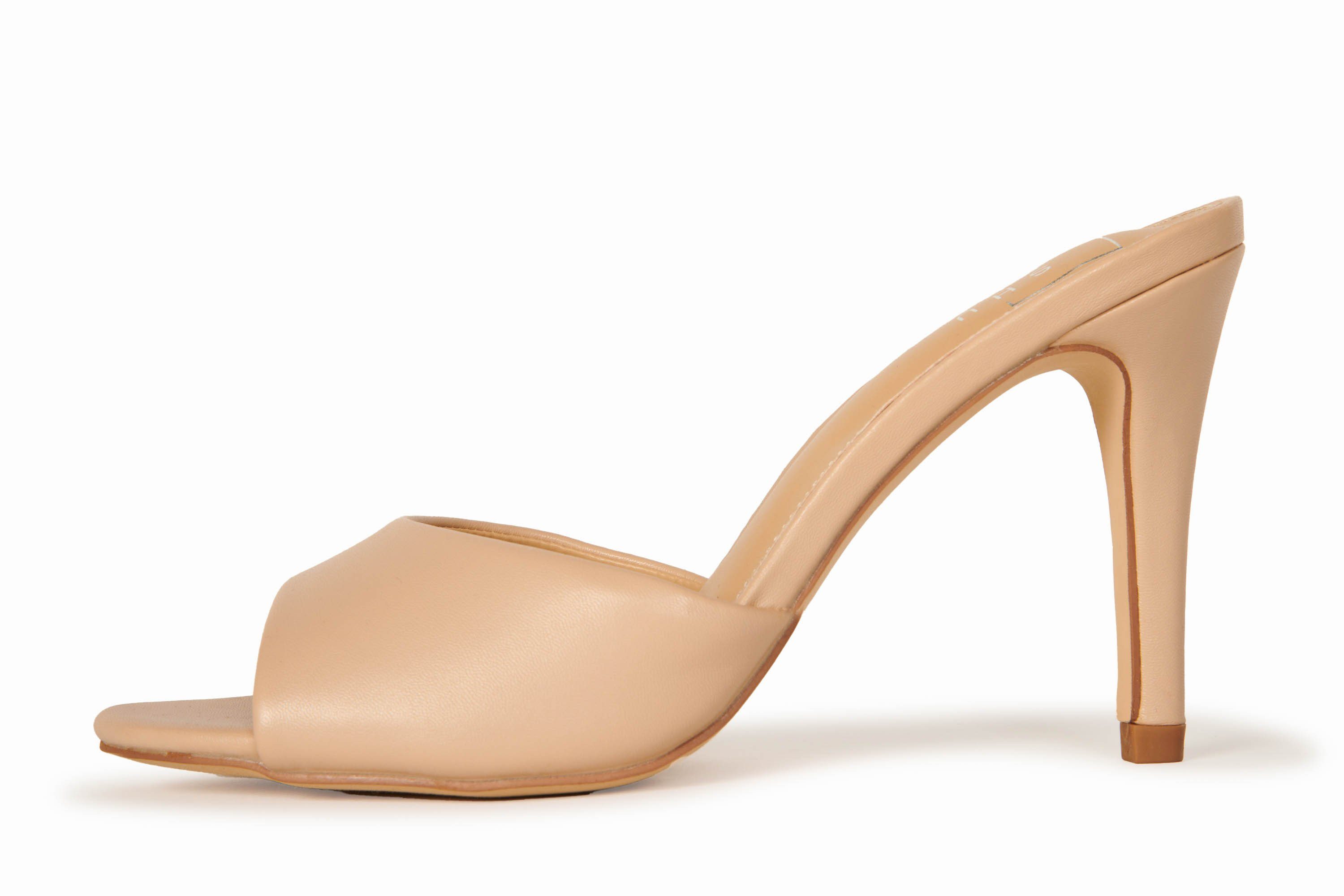 Open Toe Slide Heel Nude Shoes HYPEACH BOUTIQUE 