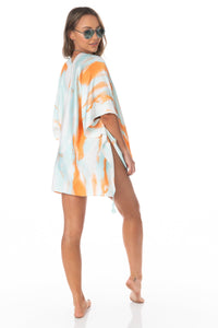 Orange Blue Tie Dye Tassel Cover Up - FINAL SALE Swimwear HYPEACH BOUTIQUE 