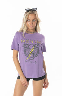 Rock N Roll Purple Graphic Tee Tops HYPEACH BOUTIQUE 