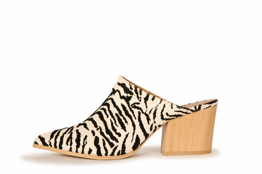 Safari Zebra Block Heel Mules Shoes HYPEACH BOUTIQUE 