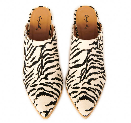 Safari Zebra Block Heel Mules Shoes HYPEACH BOUTIQUE 