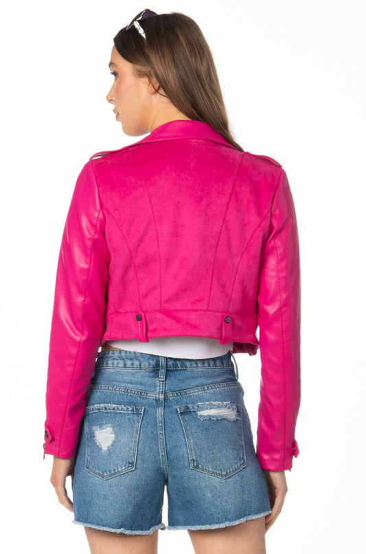 Santa Monica Moto Jacket Pink Outerwear HYPEACH 