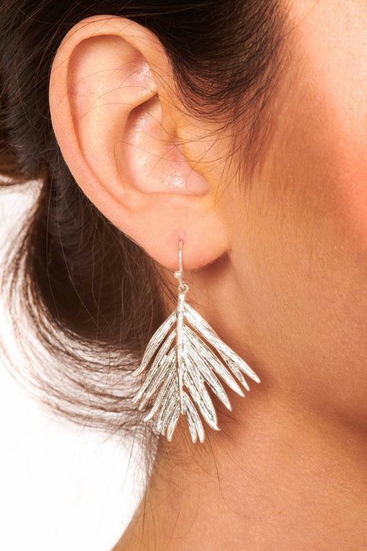 Silver Leaf Drop Earrings Accessories HYPEACH 