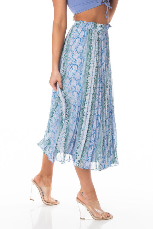 Snake Print Midi Skirt Multi Colored - FINAL SALE Bottoms HYPEACH BOUTIQUE 