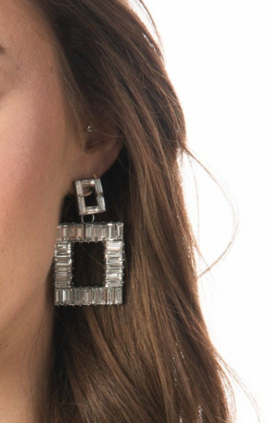 Squared Crystal Charcoal Drop Earrings Accessories HYPEACH BOUTIQUE 