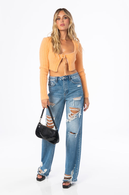Sweet Peach Knit Cropped Top Tops HYPEACH BOUTIQUE 
