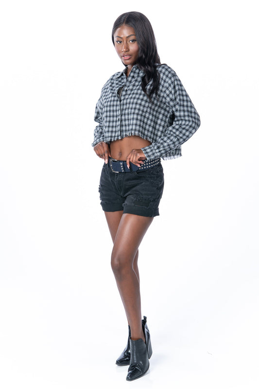 Tahoe Cropped Flannel Tops HYPEACH BOUTIQUE 
