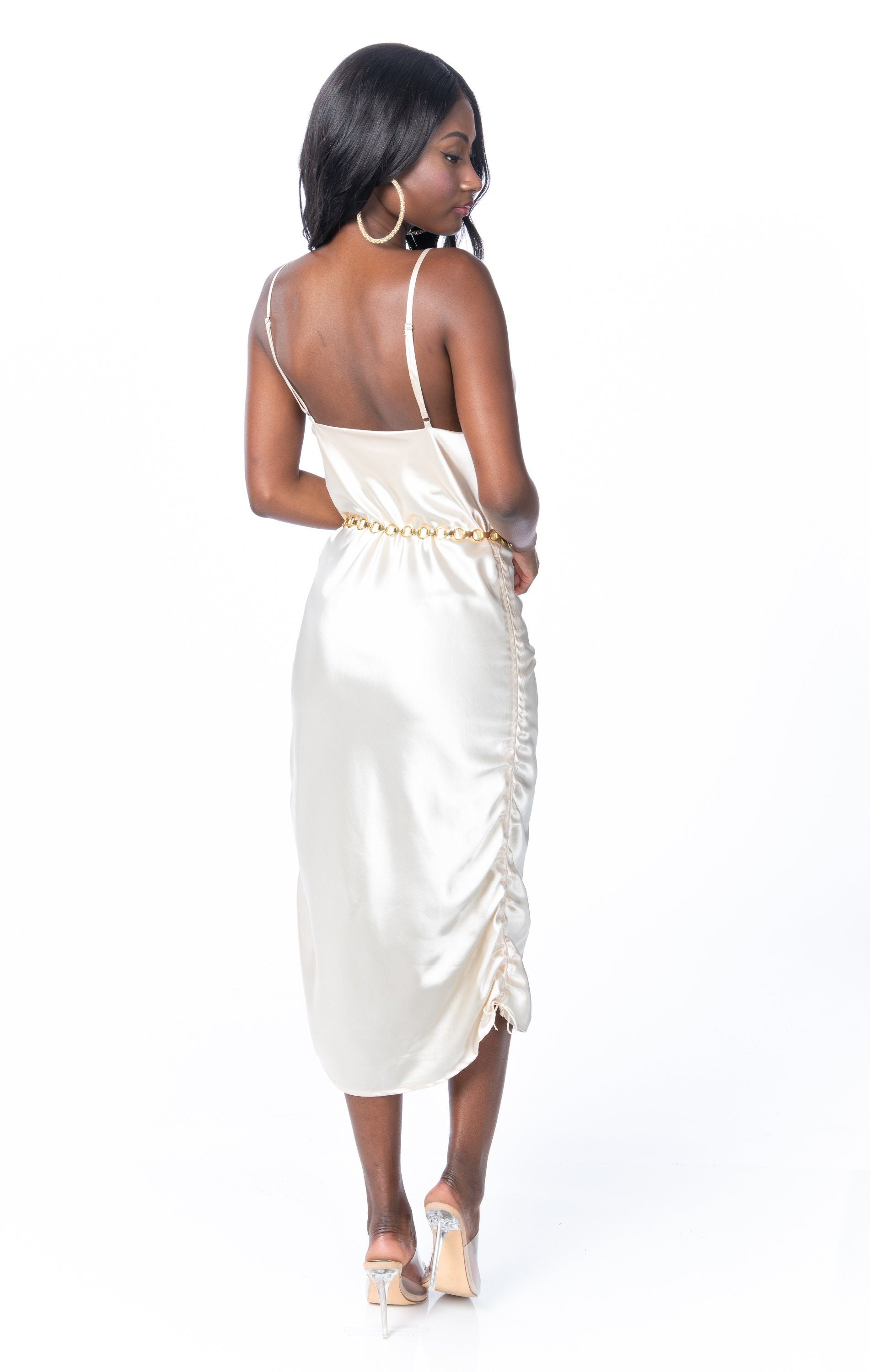 Hypeach Boutique Timeless Adjustable Length Satin Slip Dress Champagne M Champagne 100 Polyester