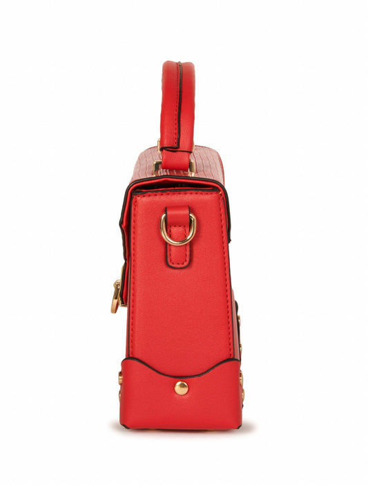 Vegan Leather Box Crossbody Red Handbag Accessories HYPEACH BOUTIQUE 