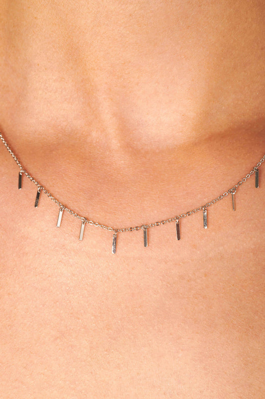 White Gold Dipped Rectangle Charm Necklace Accessories HYPEACH 