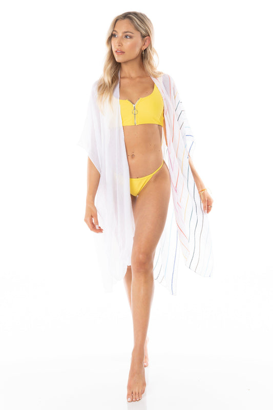 White Rainbow Stripe Cover Up - FINAL SALE Swimwear HYPEACH BOUTIQUE 