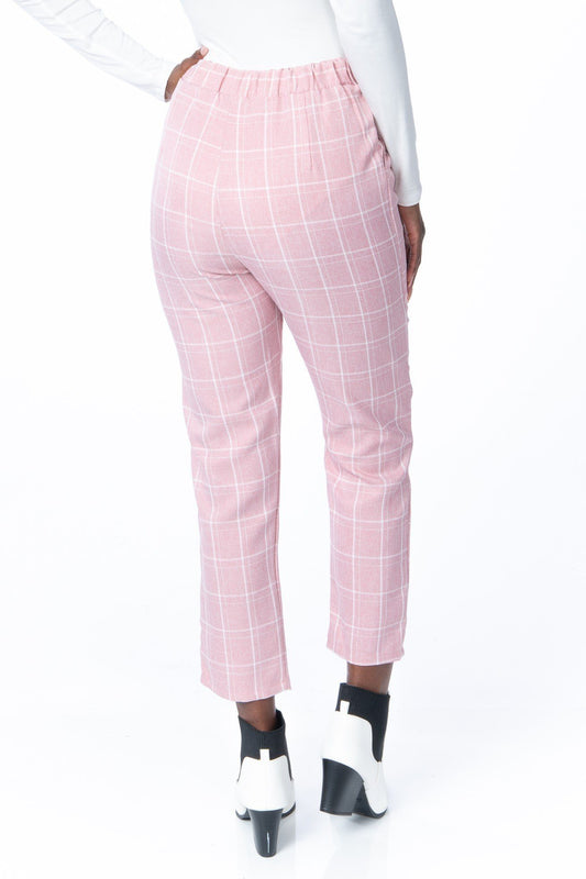 Zaza Pink Plaid Trousers Bottoms HYPEACH BOUTIQUE 
