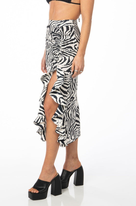 Zebra Print Midi Skirt Bottoms HYPEACH BOUTIQUE 